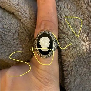 PRICE FIRM Sterling S 9.25 marcasite cameo ring
